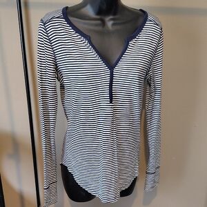 GAP Navy and White Striped Blouse